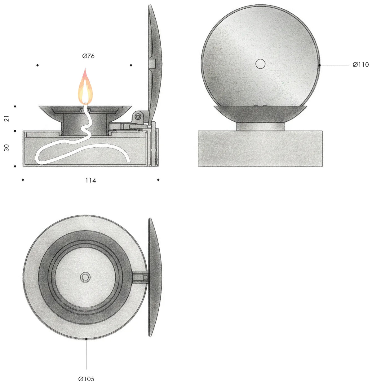 disegno tecnico di lume olimpico ribassato olio